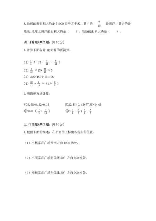 人教版六年级上册数学 期中测试卷【考点精练】.docx