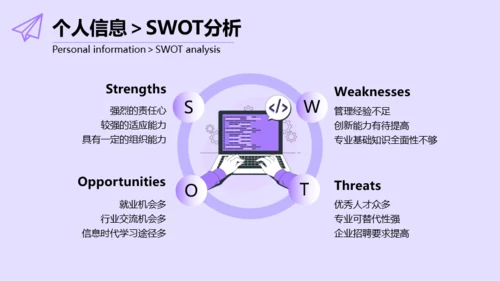 紫色简约风个人求职简历PPT模板