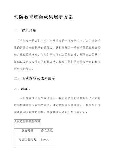 消防教育班会成果展示方案