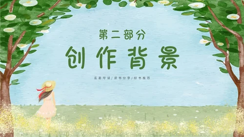 绿色水彩读书分享会绿山墙的安妮主题PPT模板