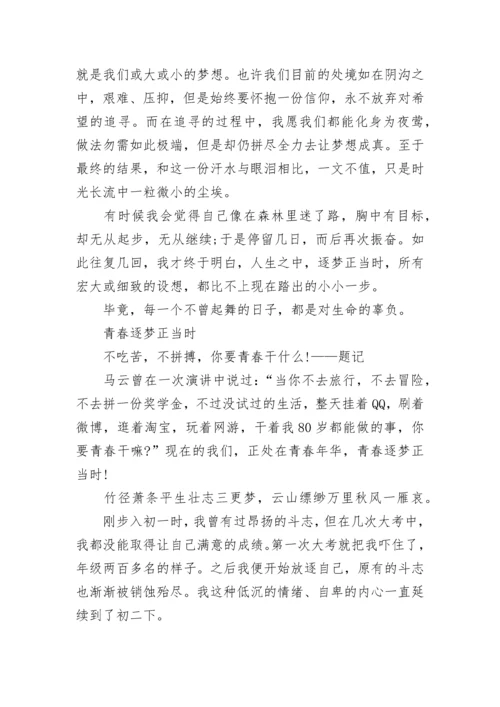 青春逐梦正当时800字高分作文.docx