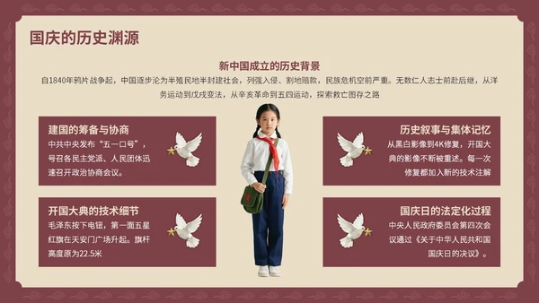 红黄色复古风国庆PPT模板