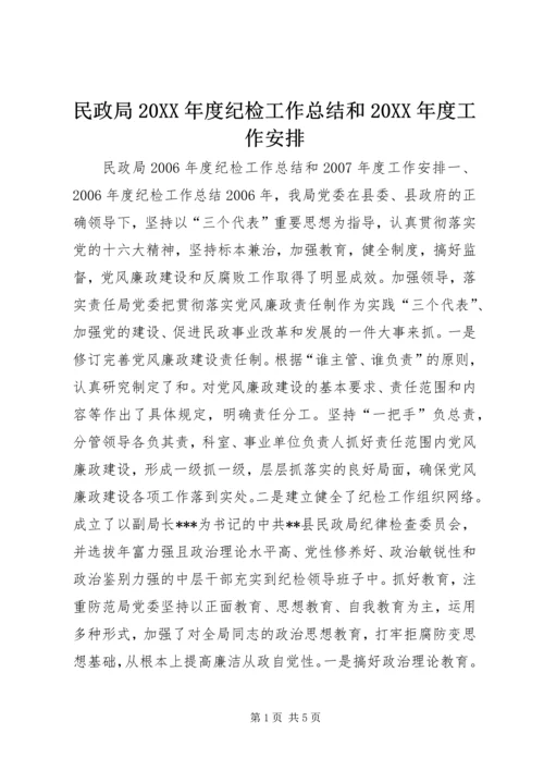 民政局20XX年度纪检工作总结和20XX年度工作安排.docx