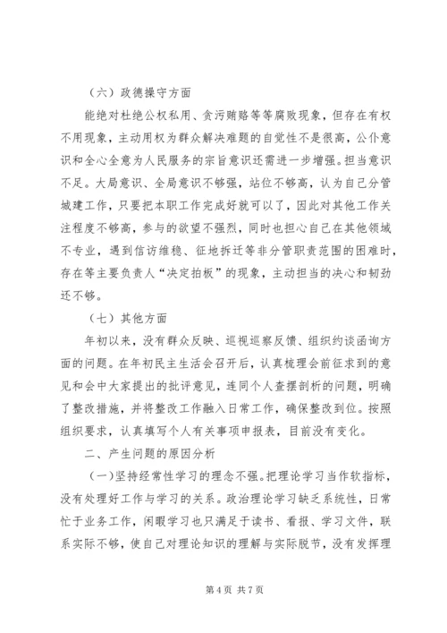 副县级领导民主生活会发言提纲.docx