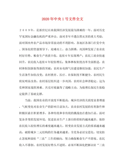 2020年中央1号文件全文（精品范文）.docx