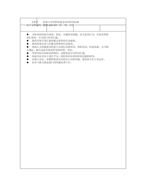 新77防损主管任职资格及岗位职责标准