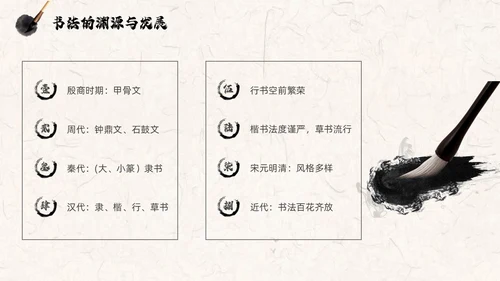 褐色古风水墨中国毛笔书法培训PPT模板