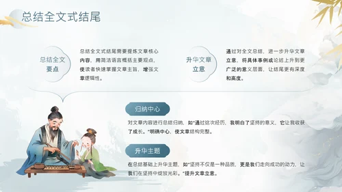 灰色中国风教育行业中考作文万能开头结尾PPT