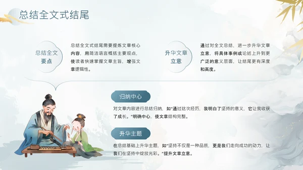 灰色中国风教育行业中考作文万能开头结尾PPT