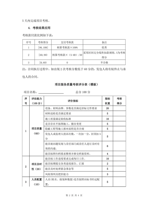 项目设计施工总承包施工方考核管理办法