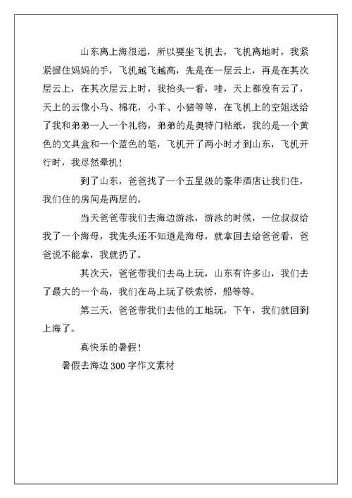 2022年暑假去海边300字作文素材