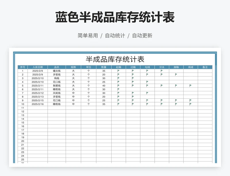 蓝色半成品库存统计表