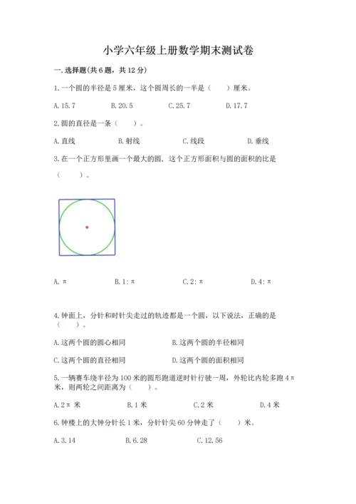 小学六年级上册数学期末测试卷附完整答案（典优）.docx