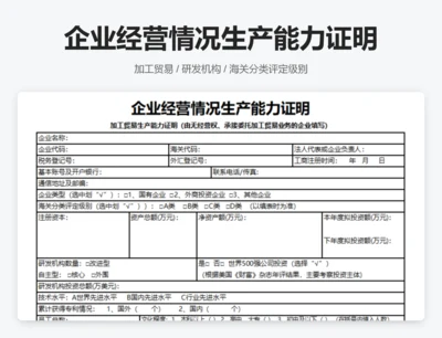 企业经营情况生产能力证明