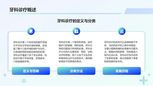 蓝色3D风牙科诊疗技术与病例分析PPT模板