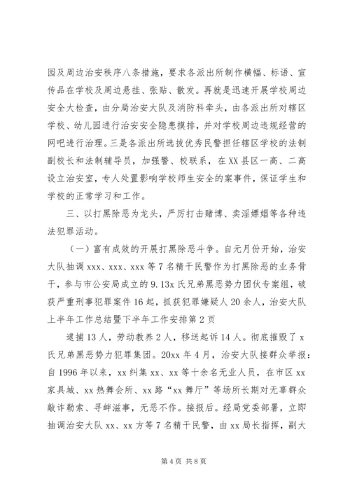 治安大队上半年工作总结暨下半年工作安排.docx