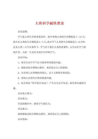 大班科学磁铁教案