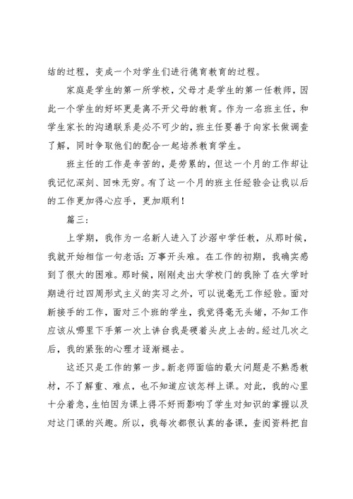班主任工作实习总结