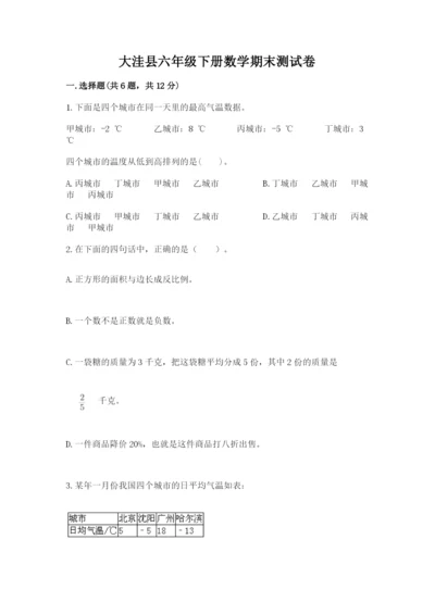 大洼县六年级下册数学期末测试卷（典型题）.docx
