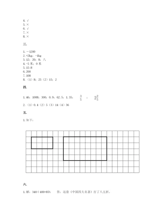 人教版六年级数学小升初试卷含答案（巩固）.docx