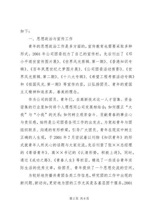 企业共青团委第二届委员会工作报告.docx