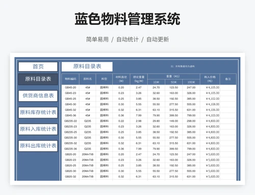 蓝色物料管理系统