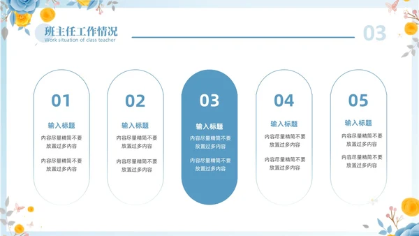 蓝色立体花卉教师年终工作总结工作汇报工作计划PPT年终总结