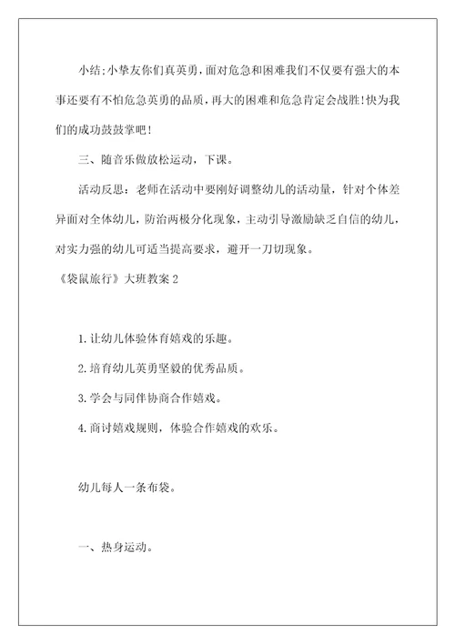 2022《袋鼠旅行》大班教案
