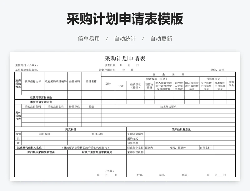 采购计划申请表模版