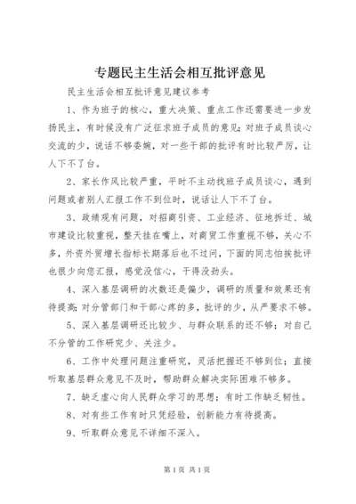 专题民主生活会相互批评意见 (2).docx