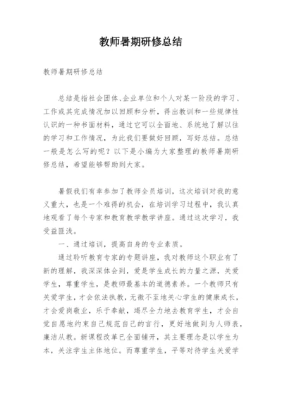 教师暑期研修总结.docx