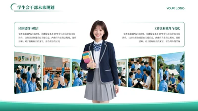 绿色简约风2项图文排版PPT单页