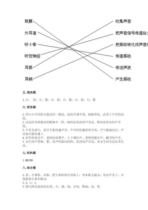 教科版科学四年级上册第一单元《声音》测试卷含完整答案（夺冠系列）.docx