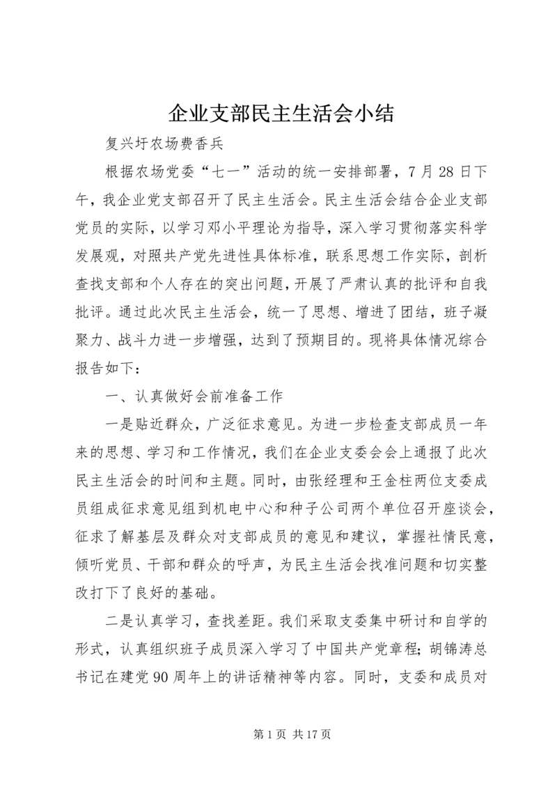 企业支部民主生活会小结.docx