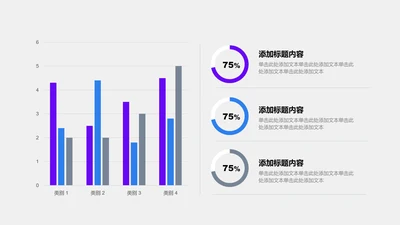 图表页-蓝紫色商务风3项环形图簇状柱形图