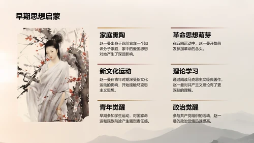 灰色复古风巾帼英雄赵一曼生平简介PPT模板