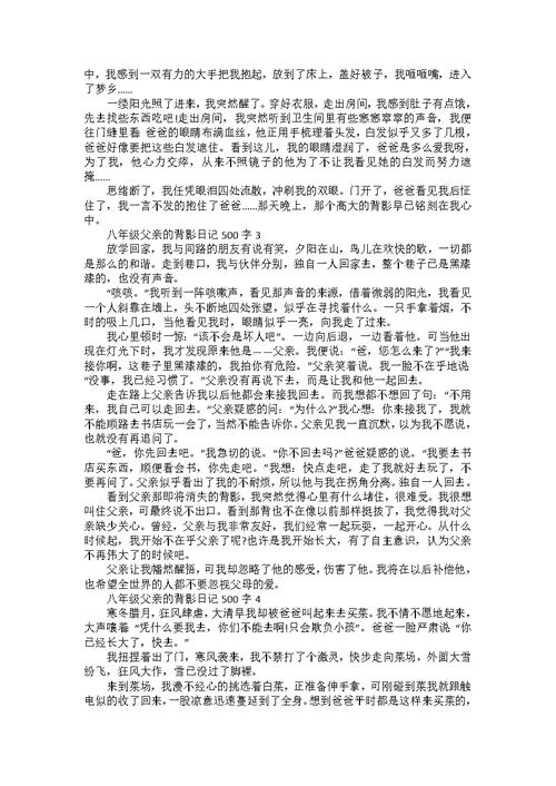 九年级父亲的背影日记500字