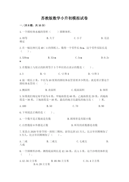 苏教版数学小升初模拟试卷及完整答案【名校卷】.docx