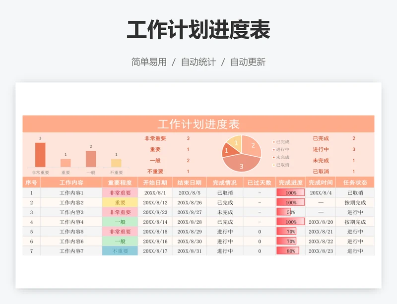 工作计划进度表