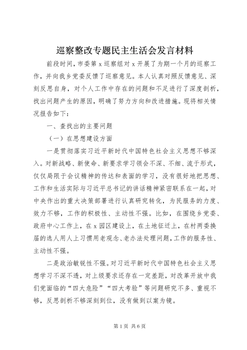 巡察整改专题民主生活会讲话材料.docx