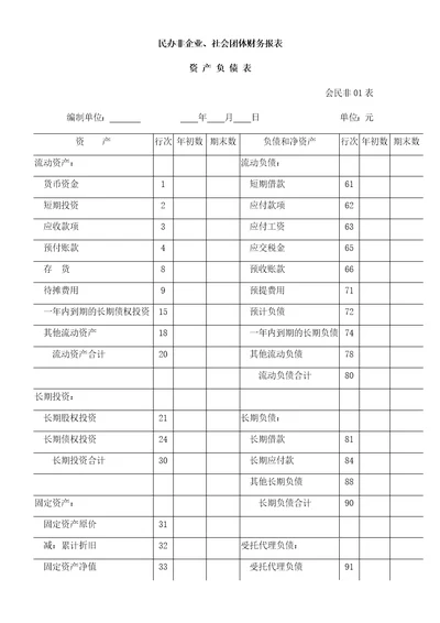 社会团体财务报表共6页