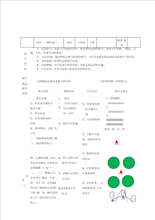 足球绕杆射门教学设计