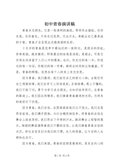 初中青春演讲稿.docx