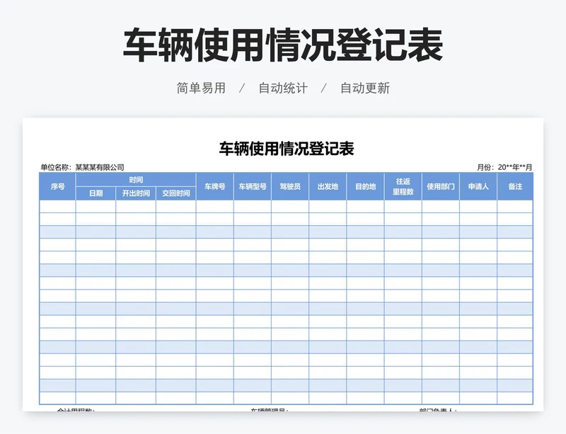 车辆使用情况登记表