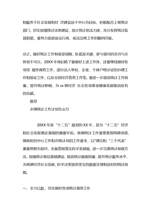 2021乡镇统计工作计划怎么写开头