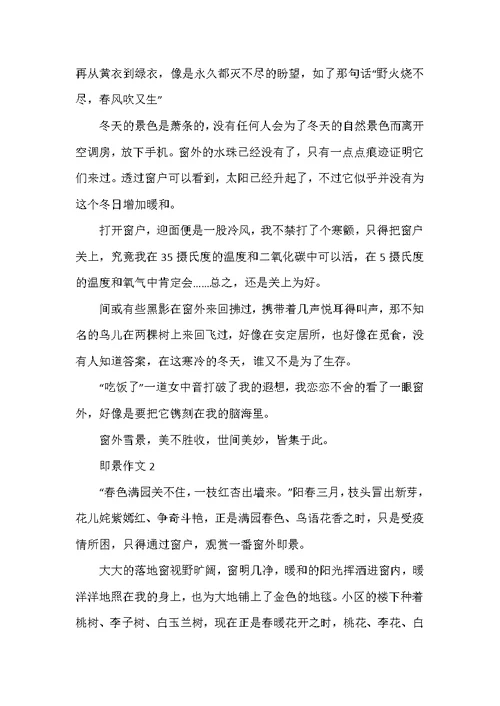 2022年即景五年级单元习作600字