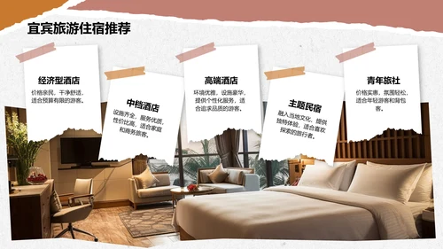 红色摄影风宜宾旅游攻略：五粮液故乡的魅力PPT模板