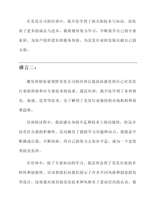 美发公司培训完之后的感言