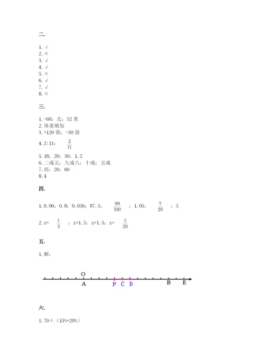 河南省平顶山市六年级下册数学期末考试试卷含答案（满分必刷）.docx