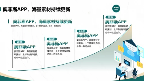 扁平风绿色工作汇报PPT